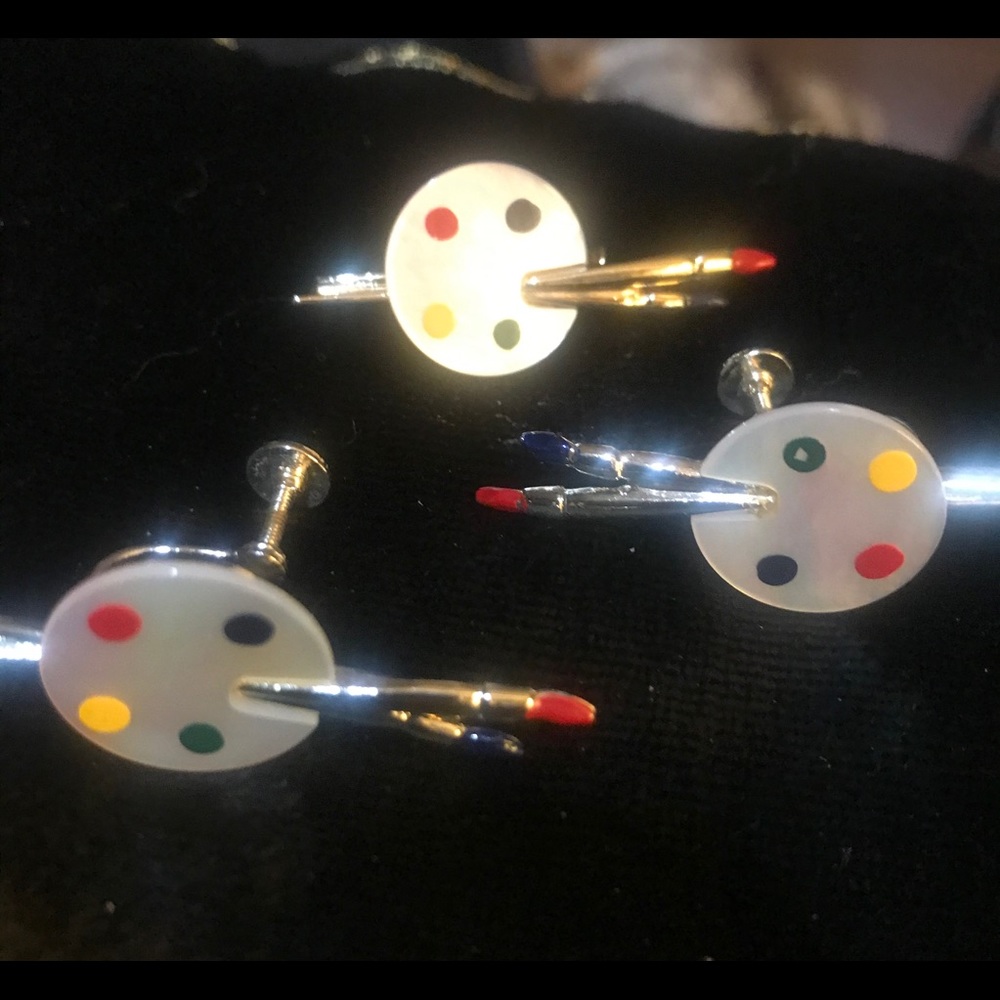 Antique Jewelry Pin & Screw Earrings - Picture 2 of 4